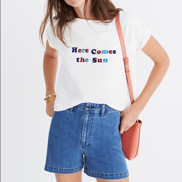 Madewell Tops - Madewell Here Comes the Sun Cropped Graphic Tee